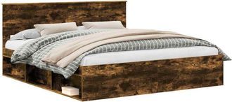 vidaXL Estructura De Cama Con Cabecera Roble Ahumado 180 X 200 Cm Vidaxl