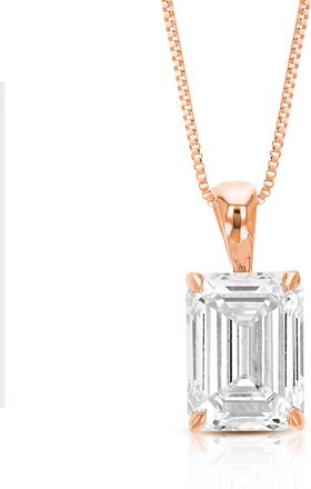 Vir Jewels 2 cttw Emerald Lab Grown Diamond Solitaire Pendant Necklace in 14K Gold with Chain For Women
