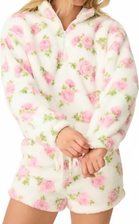 PJ Salvage Plush Half Zip Jacket In Rose