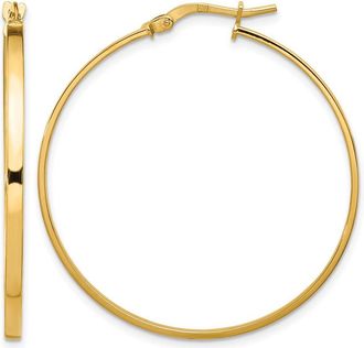 Diamond2Deal 14K Yellow Gold 2mm Round Hoop Earrings