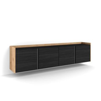 Skraut Home Mueble tv efecto madera negro y roble 207x35x50cm colgado