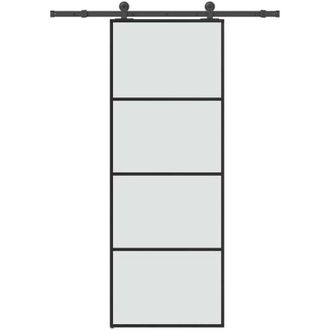 vidaXL Vidaxl - Puerta Corredera Con Set Herrajes Vidrio Esg Aluminio 76x205 Cm