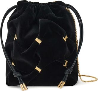 Ferragamo Vara gesmockte mini bucket-tas met strik - Zwart