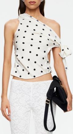 Lioness Revival Polka Dot Cutout Tie Off the Shoulder Top in Cream Polka at Nordstrom, Size X-Small