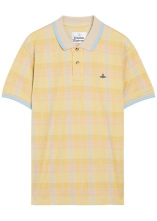 Vivienne Westwood Logo-embroidered Herringbone Cotton Polo Shirt - Yellow - XL