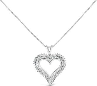 House of Brilliance Silver 1.00 Cttw Lab-Grown Diamond Open Heart Pendant Necklace in White at Nordstrom