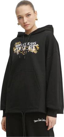 Versace Jeans Couture Dames, Sweatshirts & Hoodies, Zwart, Maat: XS Katoen