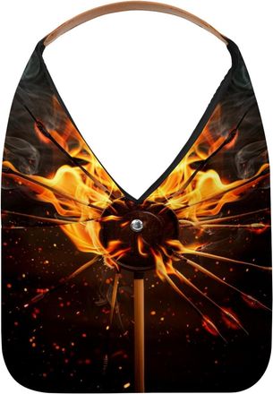 Generic Darts and Fire Reusable Lightweight Grocery Bags - Foldable Into Compact Pouch, Washable & Sturdy, Multipurpose for Shopping and Travel