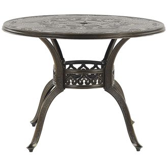 Beliani Mesa De Comedor De Jard&iacute;n De Aluminio Marr&oacute;n Redonda &Oslash; 100 Cm Estilo Vintage Sapri