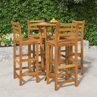 vidaXL Vidaxl - Mesa Y Taburetes Altos De Jard&iacute;n 5 Pzas Madera Maciza Acacia