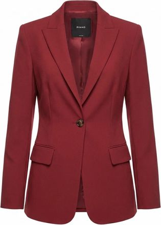 Pinko Tailored Red Blazer With Notched Lapels And Button Details
