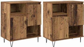 vidaXL Vidaxl - Tableros Lateral 2 pcs Madera vieja 120 x 35 x 70 cm