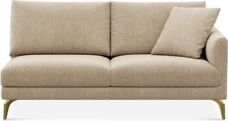 Castlery Lena Right Arm 2 Seater Sofa Customized, (Washed Chenille) Sand (Brass Legs), Machine Washable, Removable Covers for Sofas, Castlery