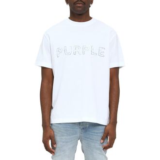 Purple Texture Studded T-Shirt in White at Nordstrom, Size Large