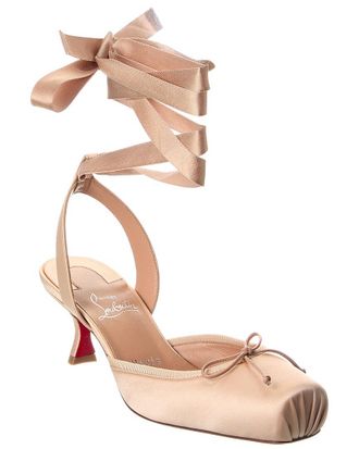 Christian Louboutin Cassia Lace-Up 55 Satin Slingback Pump