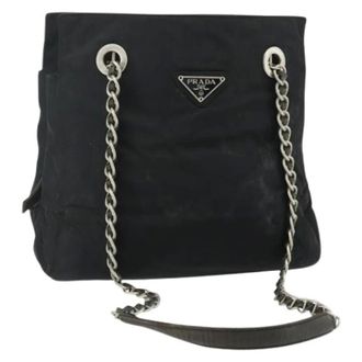 Prada Pre-owned Shoulder Bags, female, Black, Size: ONE SIZE Pre-owned Vintage Nylon Tote Bag