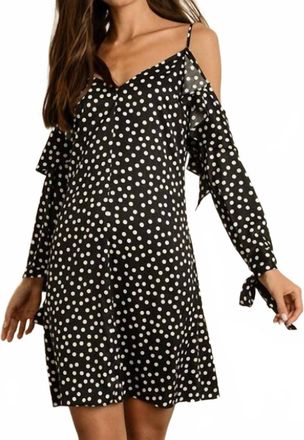 Dress Forum Polka Dot Flutter Mini Dress In Black