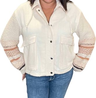 Saltwater Luxe Sleeve Snap Front Sweater Jacket In Cream