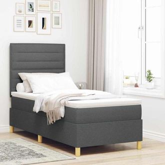 vidaXL Cama Tipo Box Spring Con Colch&oacute;n Gris Oscuro 90 X 190 Cm Tela Vidaxl