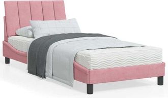 vidaXL Cama Con Colch&oacute;n Terciopelo Rosa 90x190 Cm Vidaxl
