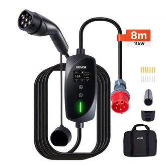 OEM Cargador Para Veh&iacute;culo El&eacute;ctrico Tipo 2 Trif&aacute;sico 11 Kw 16 A, Cargador De Pared Ev Con Cable De 8 M, Punto De Carga Con Enchufe Cee16, Pantalla Lcd, E
