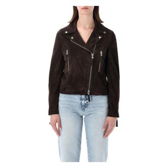 S.W.O.R.D 6.6.44 Leather Jackets, female, Brown, Size: S Classic Chiodo Suede
