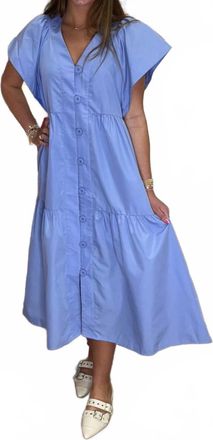 Entro Womens Button Tiered Midi Dress In Blue