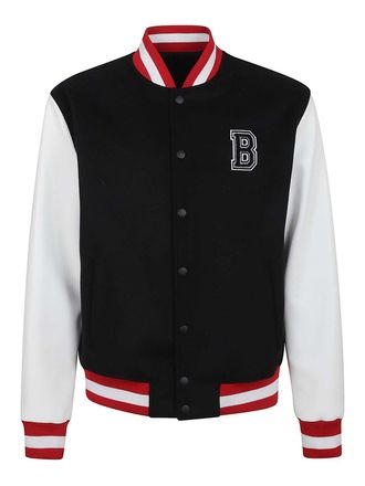Balmain Wool/Eco-Leather Varsity Jacket W/Patch