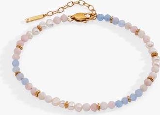 Alex and Ani Clear Quartz Semi-Precious Beaded Anklet in Gold at Nordstrom