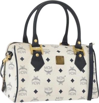 MCM Pre-owned Handbags, female, White, Size: ONE SIZE Pre-owned Boston Bag
