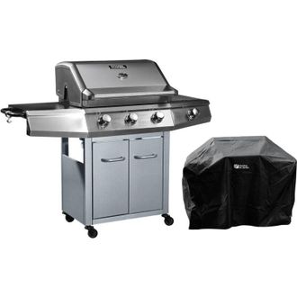 Habitat et Jardin Barbacoa A Gas bingo 4 - 4 Quemadores (1 Lateral) - 14kw + Funda De Protecci&oacute;n- Plateado