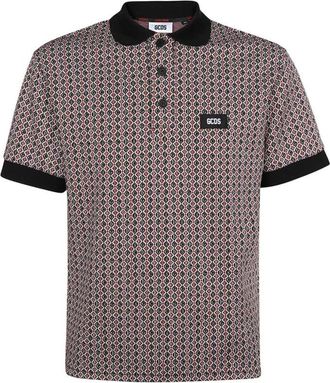 GCDS Gcds, Tops, Heren, Veelkleurig, XS, Katoen, Logo Jacquard Gebreid Poloshirt