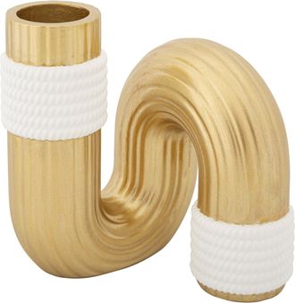 Dmora Nello - Vase, Gold, Strukturfarbe Wei&szlig;