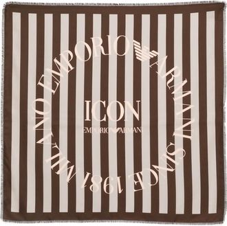 Emporio Armani striped fringed scarf - women - Silk - One Size - Brown
