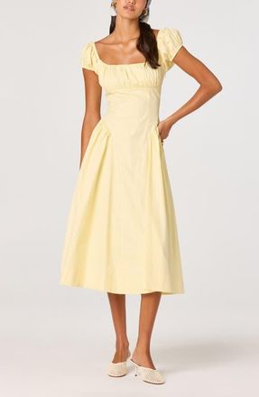 ASTR the Label Adilene Cap Sleeve Midi Dress in Yellow at Nordstrom, Size Medium