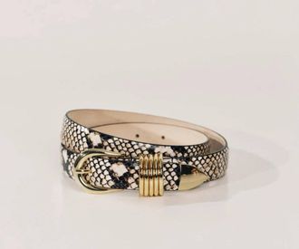 D&eacute;hanche Womens Hollyhock Snake Belt In Desert Python & 24K Gold