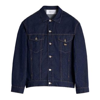 Maison Kitsun&eacute; Japanese Denim Trucker Jacket, Size Medium