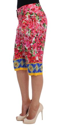 Dolce & Gabbana Womens Multicolor Floral Knee Capris Shorts Pants Silk