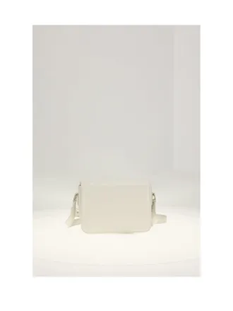 Celine Womens Shoulder Bag Teen Triomphe White-Black White Cotton-Black Calf Leather (bos Taurus) Cotton/black