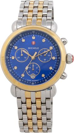 Michele Diamond Stainless Steel Gold Two Tone Chronograph CSX Watch
