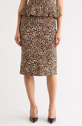 T Tahari Midi Skirt in Leopard Print at Nordstrom Rack, Size X-Large