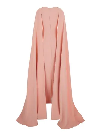 Solace London Womens Pink Long Dress With V Neck And Slit Polyester