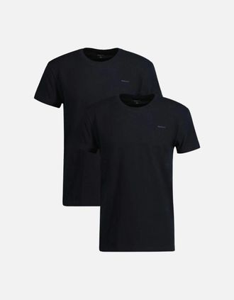 GANT Mens 2-Pack Crew-Neck T-Shirts, Black - Size: 40