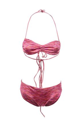 Liviana Conti Two-Tone Fuchsia And Pink Bandeau Bikini With Tie Closure