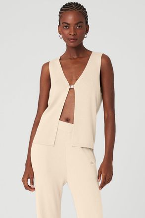 Alo | Knit Salana Tank Top in Macadamia Beige, Size: Medium
