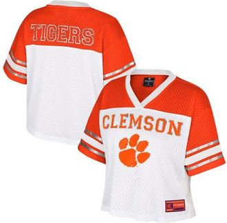 Colosseum Womens Colosseum White Clemson Tigers Treasure Cropped Football Jersey at Nordstrom, Size Xx-Large