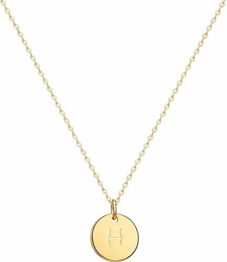 House of Frosted Initial Pendant Necklace in Yellow Gold - H at Nordstrom Rack, Size 16