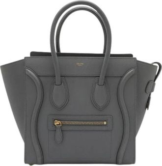 Celine Pre-owned Luggage Micro Shopper Leren Handtas - Dames - Vintage Handtas - Grijs - ONE Size - Leer - Vintage