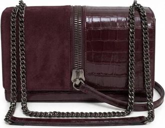 John Richmond Crossbody Tas met Centrale Rits en Krokodillenprint - Dames - Schoudertassen - Bruin - ONE Size - Leer - Tassen