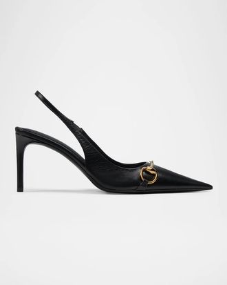Gucci Primavera Donna 80MM Leather Slingback Pumps